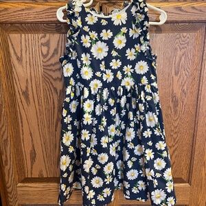 Mayoral Navy Daisy Ruffle Shoulder Dress with Yellow Centers